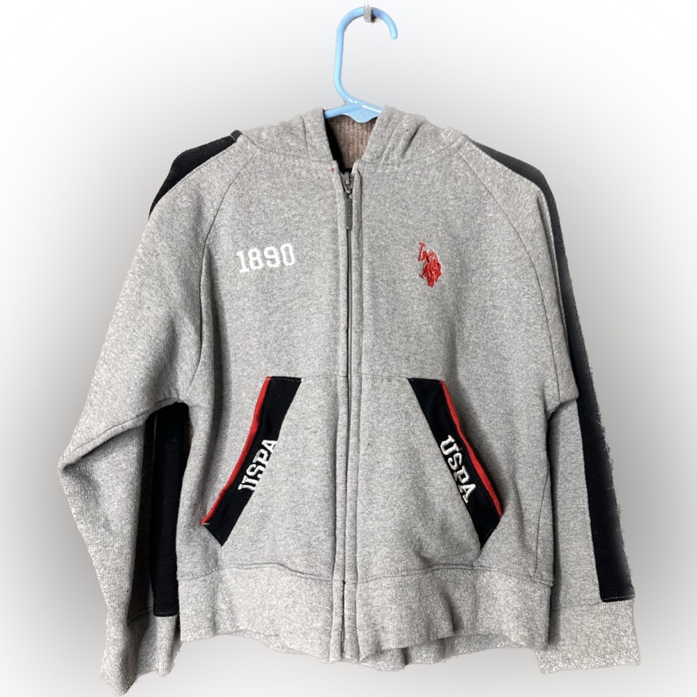 U.S. Polo Assn Zip Up Hoodie Heather Gray For Boys Kids